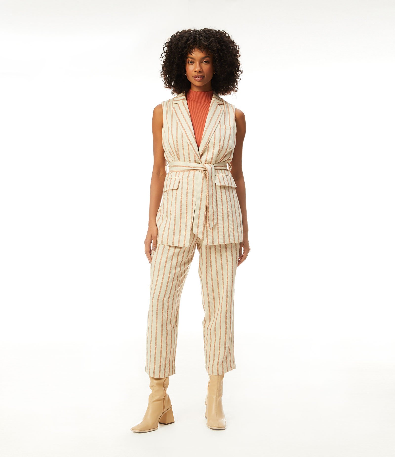 Calça Cenoura com Estampa Listrada Multicores 4