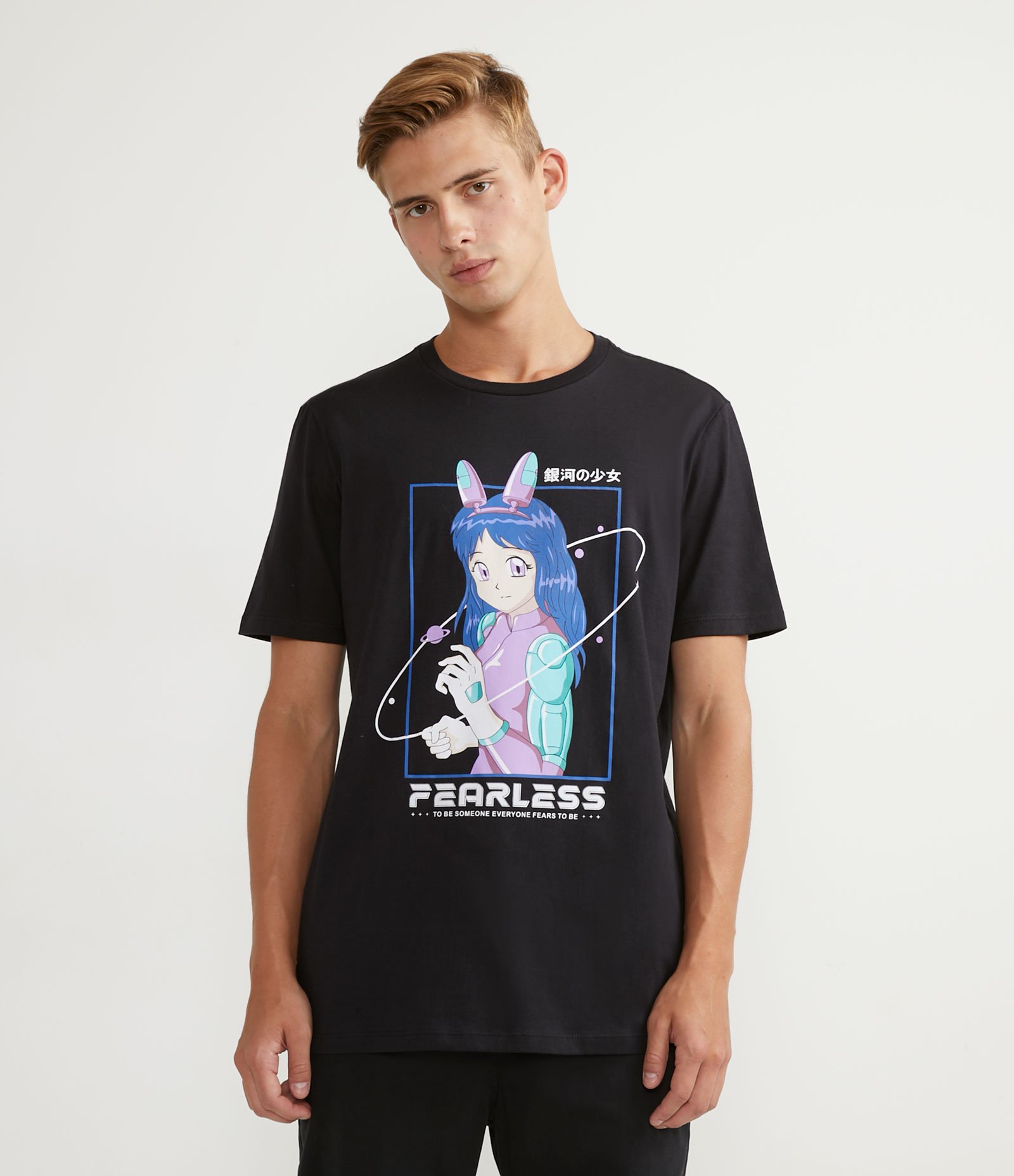 Camiseta Manga Curta com Estampa Oriental Lettering Preto 1