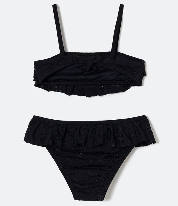 Bikini Infantil con Detalles de Broderie - Talle 5 a 14 años Negro 2