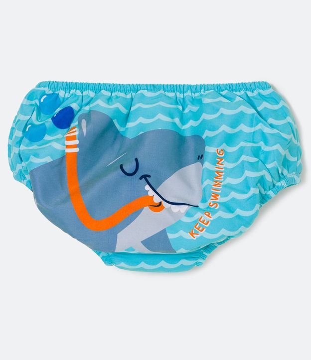 Sunga Pañales Infantil Estampado Tiburón - Talle 6/12 a 1 año Azul 2