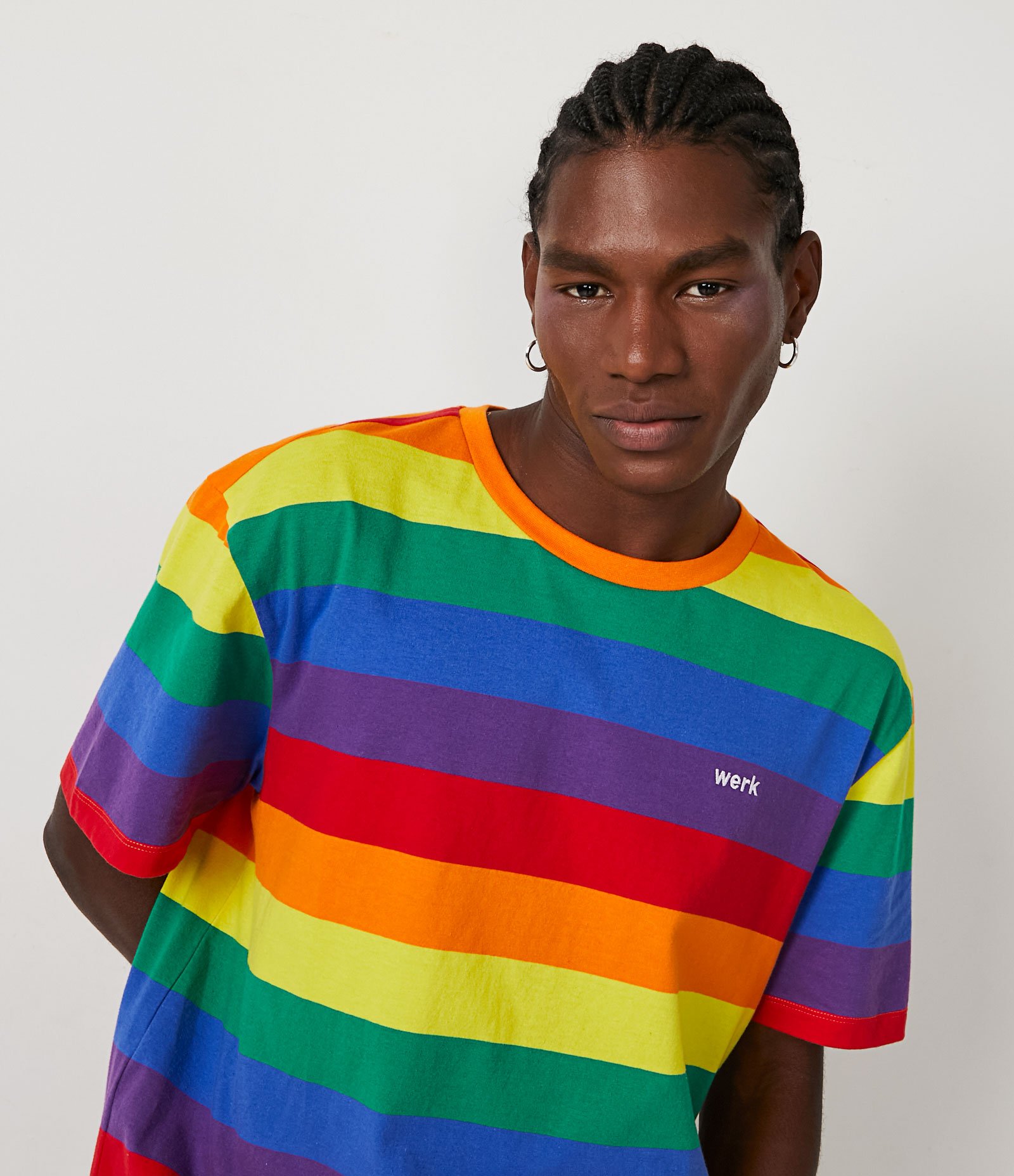 Camiseta Easy em Meia Malha com Listras e Lettering Multicores 1