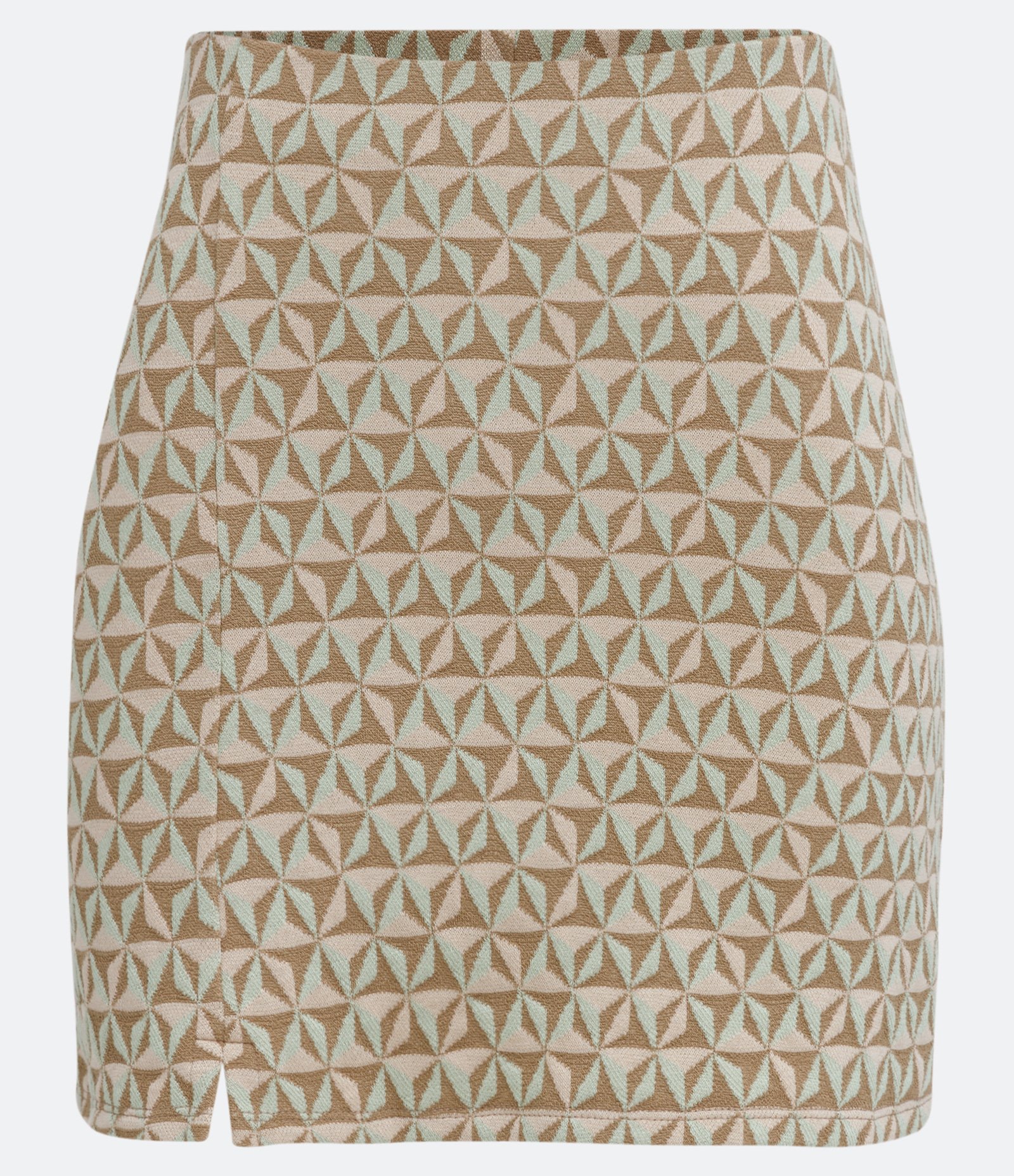 Saia Curta em Malha Jacquard com Mini Fenda Marrom 5