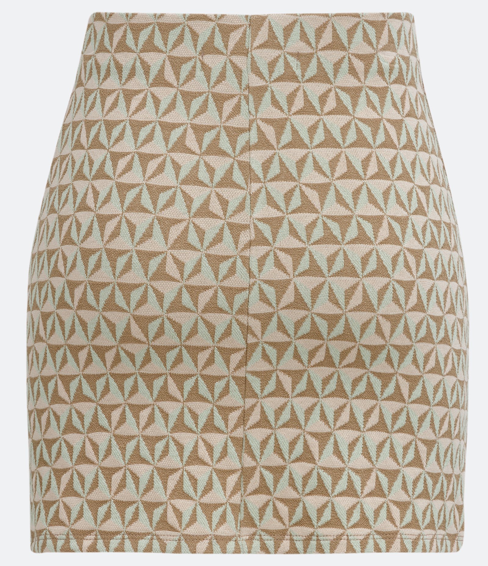 Saia Curta em Malha Jacquard com Mini Fenda Marrom 6