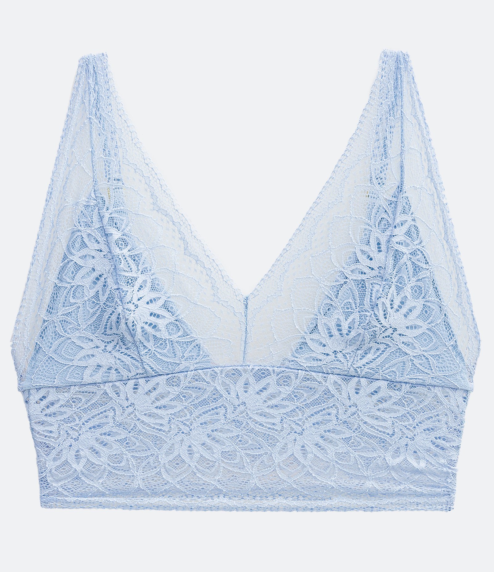 Sutiã Top Alongado em Renda Sem Bojo Azul 1