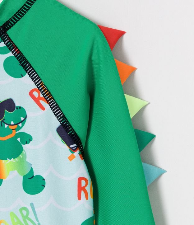 Mono Infantil con Protección UV Estampado Dino y Sombrero - Talle 1 a 4 años Verde 5
