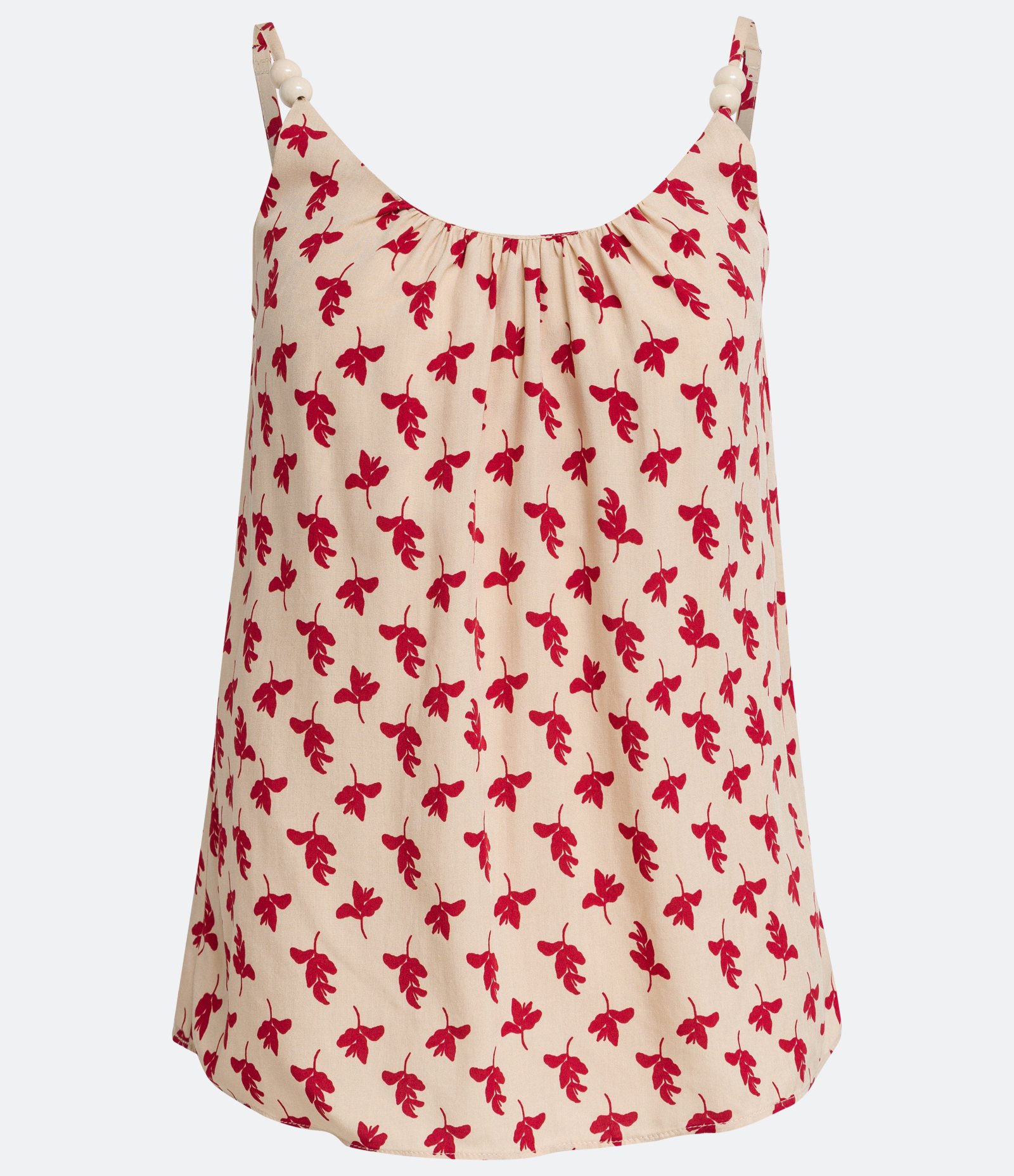 Blusa Regata em Viscose com Aviamento nas Alça e Estampa Floral Vermelho 6