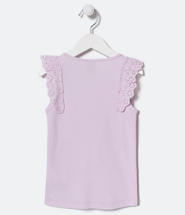 Blusa Musculosa Infantil con Volados de Broderie - Talle 5 a 14 años Violeta 2