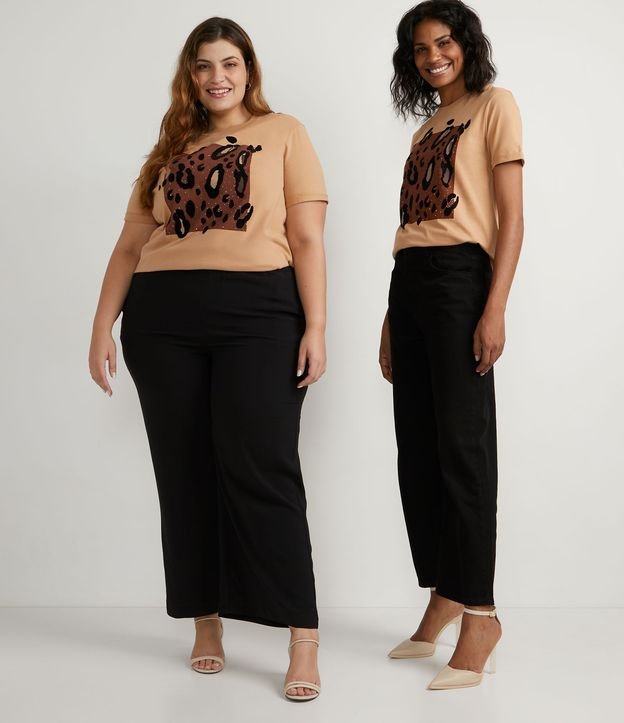 Blusa en Algodón con Estampado Animal Print Jaguar Beige 7