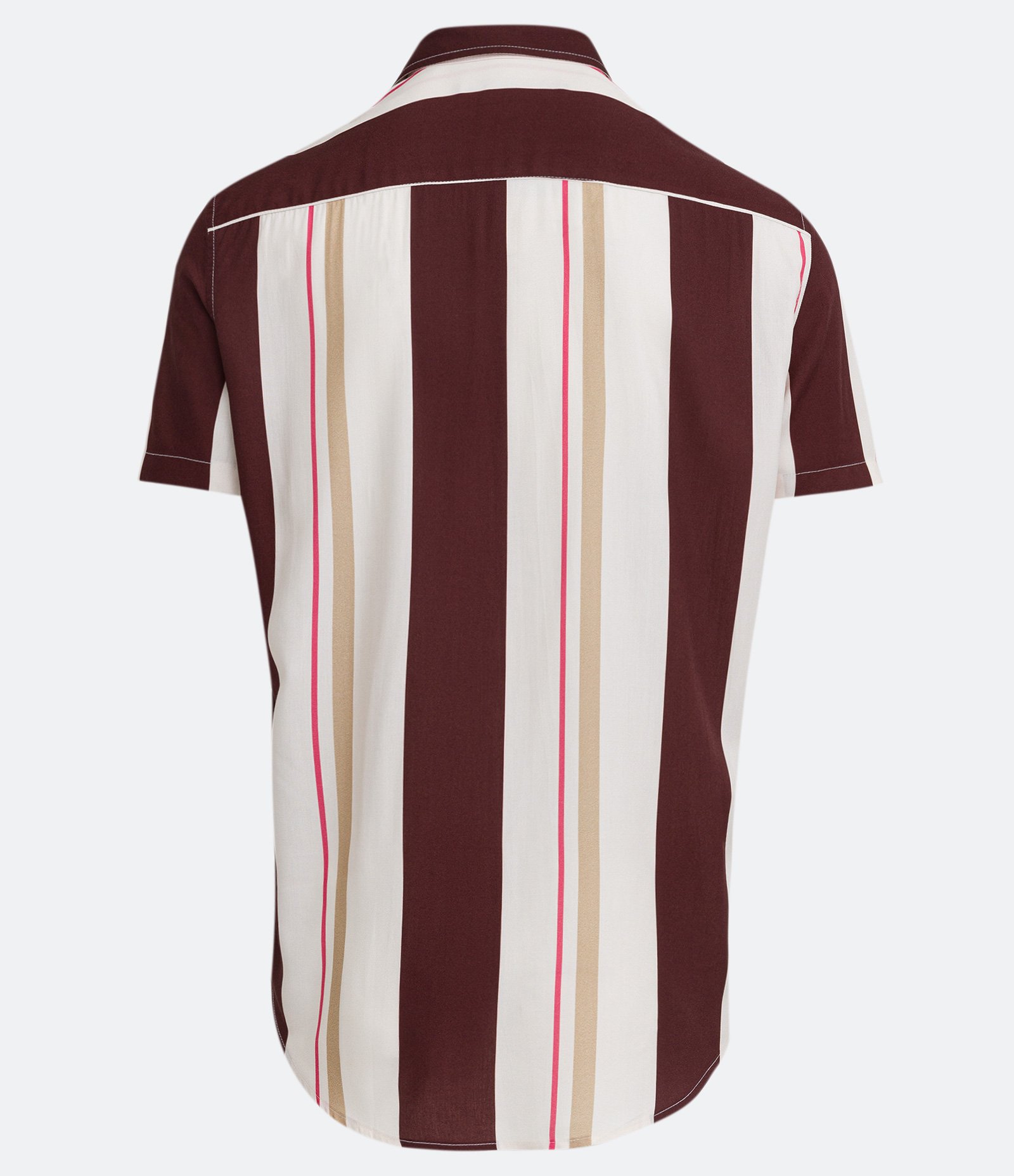 Camisa em Viscose com Listras Irregulares Bege 2