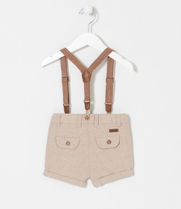 Bermuda Infantil en Lino con Tirante - Talle 0 a 18 meses Beige 2