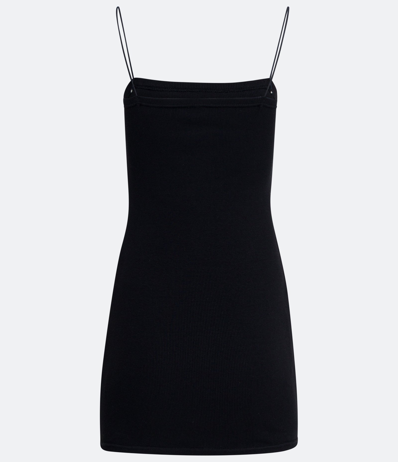 Vestido Curto em Algodão Canelado com Alcinhas Preto 2