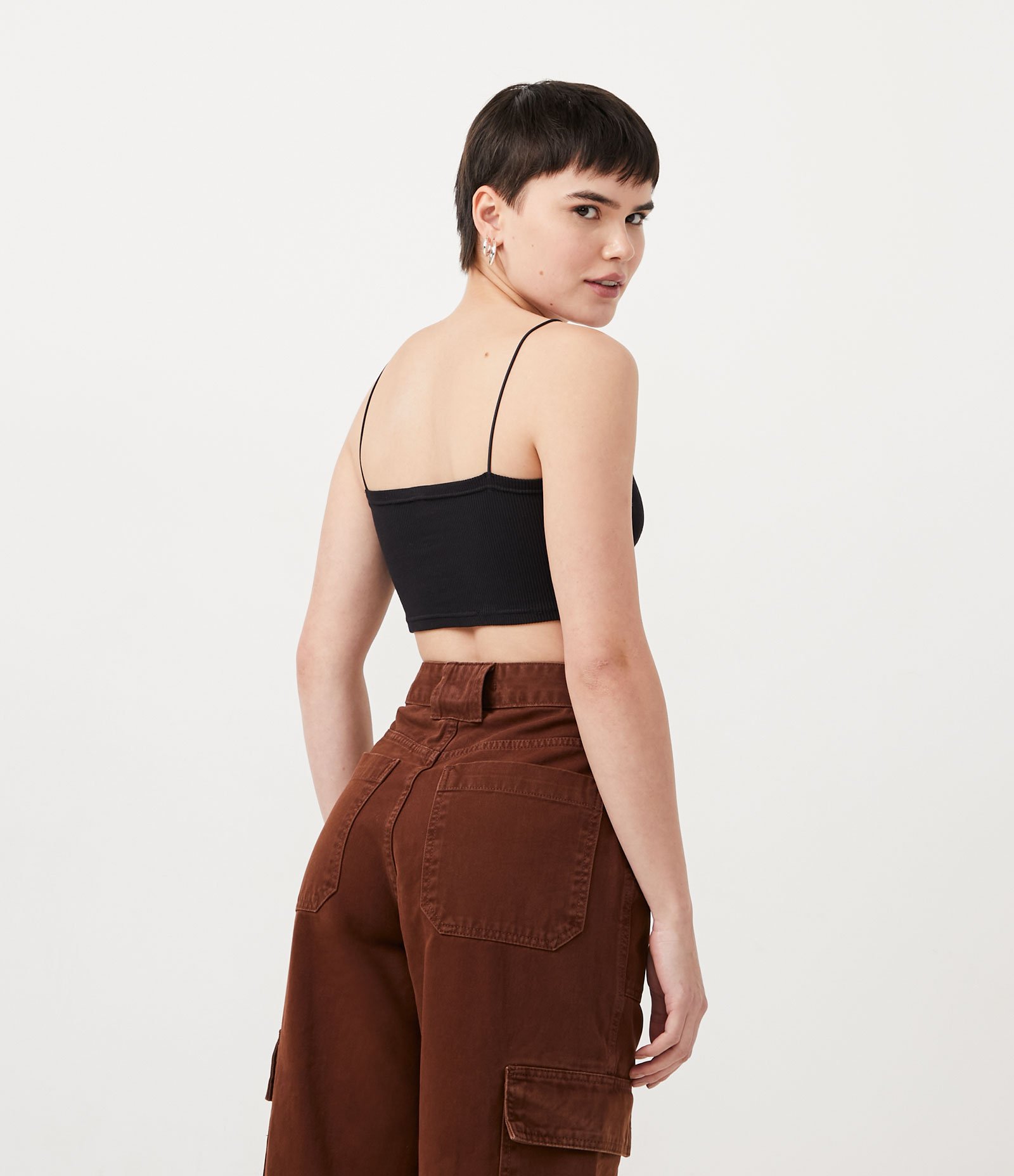 Blusa Regata Cropped em Algodão com Alcinha Finas Preto 3