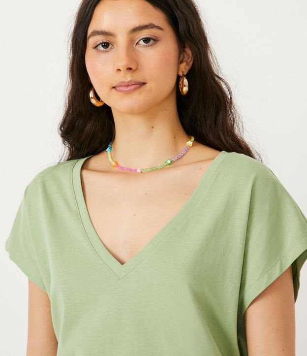 Blusa Básica con Manga Corta Verde 4