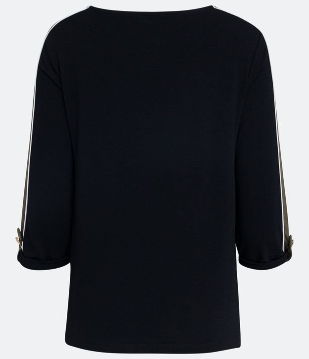 Blusa en Viscolycra Liso con Manga Larga y Martingale Negro 7