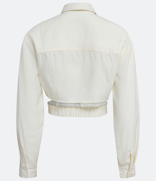 Camisa Cropped en Viscosa con Recortes Huecos Laterales Off White 8