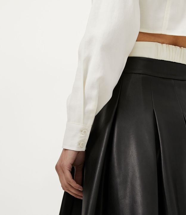 Camisa Cropped en Viscosa con Recortes Huecos Laterales Off White 6