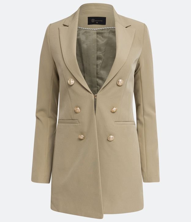 Blazer Sastrería Alargado con Botones Dorados Verde 7