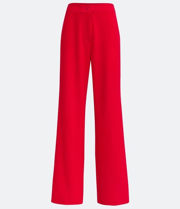 Pantalón Wide Leg con Bolsillos y Pinzas Rojo 7