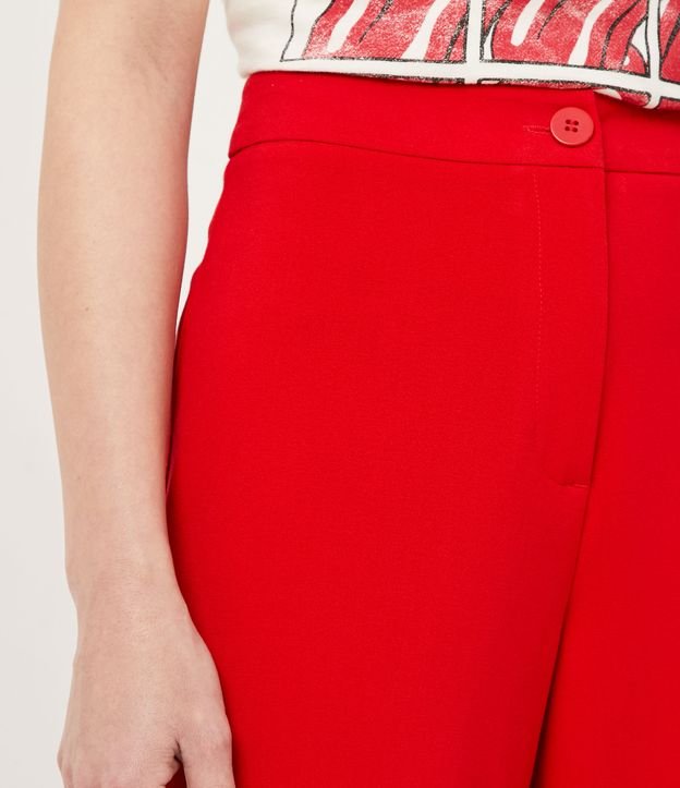Pantalón Wide Leg con Bolsillos y Pinzas Rojo 5
