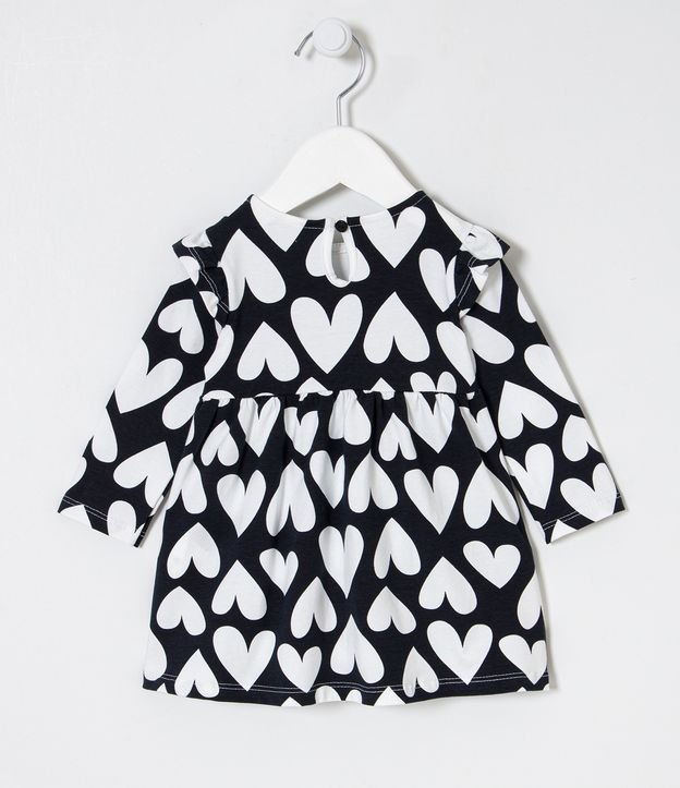Vestido Infantil con Estampado de Corazones - Talle 0 a 18 meses Negro 2