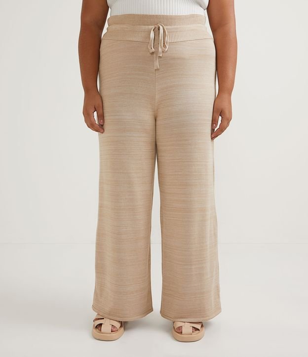 Pantalón en Tejido de Punto con Amarre Curve & Plus Size Beige 4