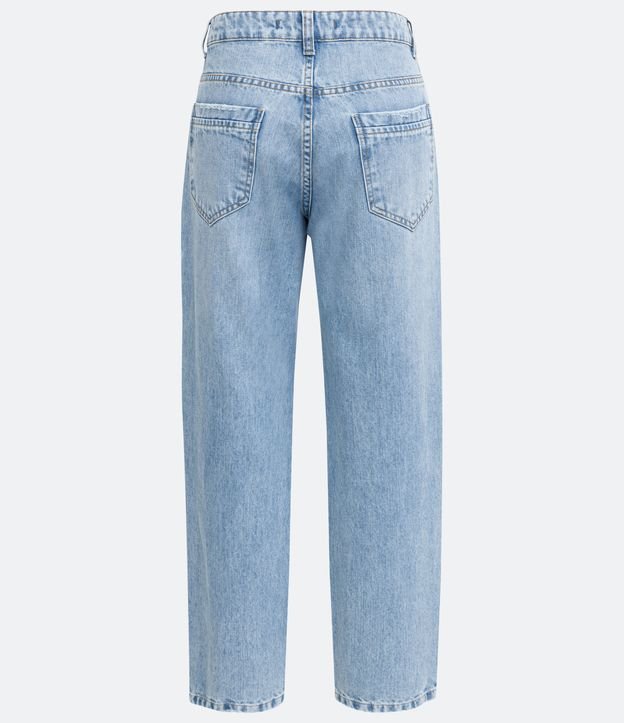 Pantalón Boyfriend Jeans con Cintura Alta y Desgastes Grandes Azul 8