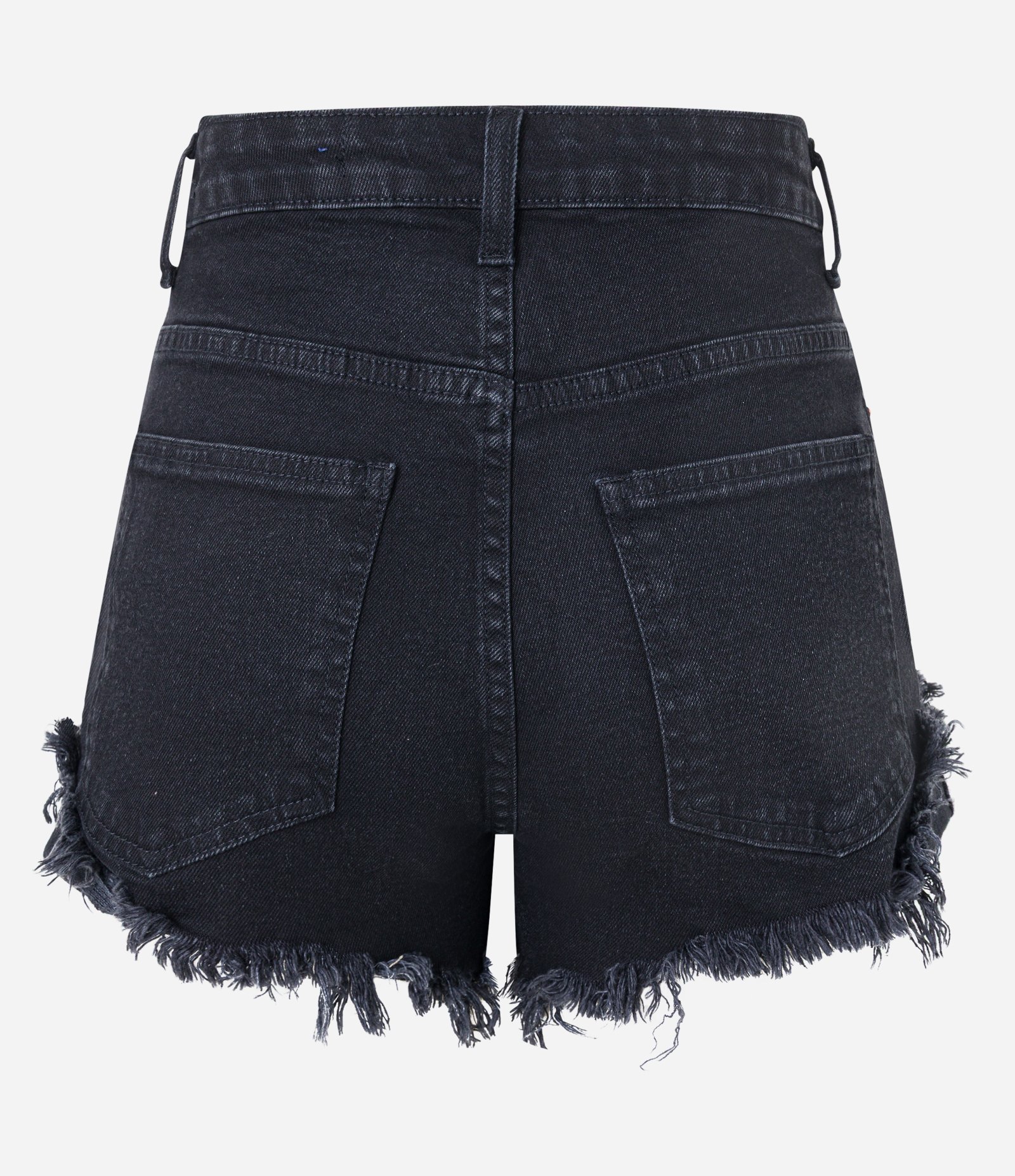 Short Hot Pants em Jeans com a Barra Desfiada Preto 7
