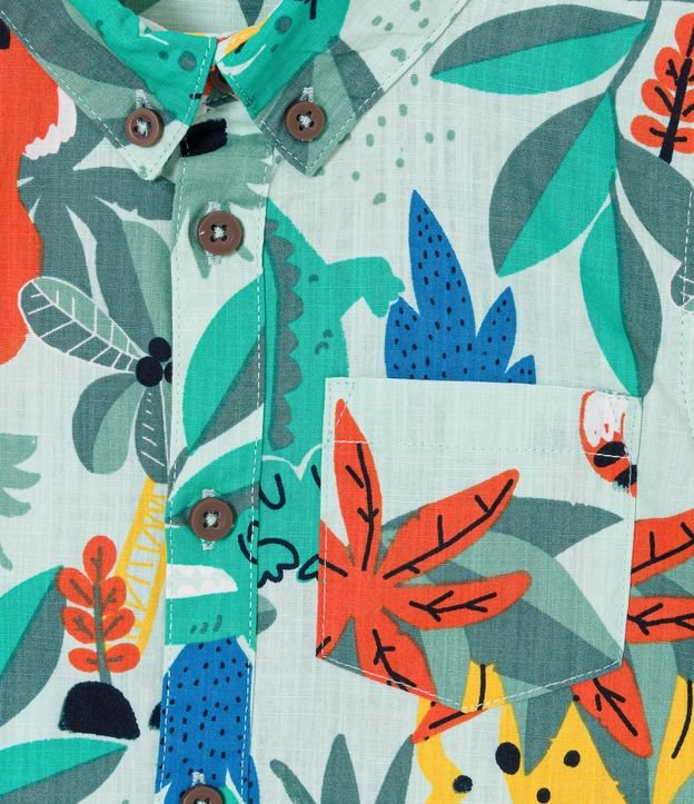 Camisa Infantil Estampado Follajes y Animalitos - Talle 1 a 5 años Azul 3