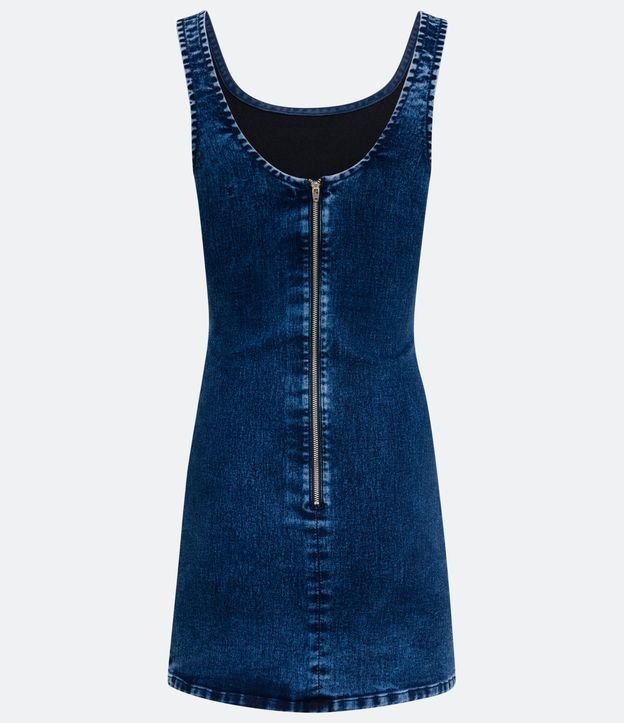 Vestido Curto Jeans Detalhe Vazado E Z Per Nas Costas Azul