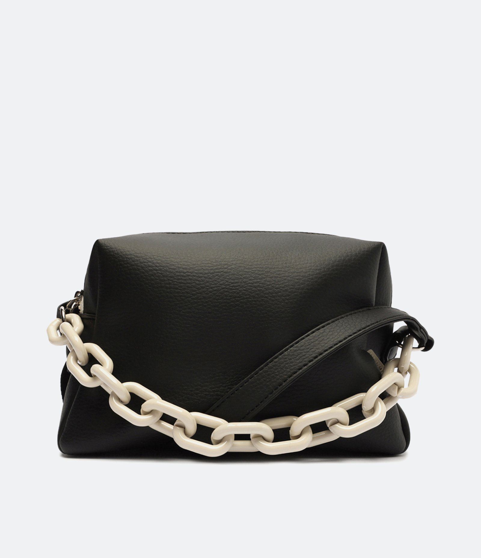 Bolsa Transversal com Corrente Acrílica Contrastante Preto 1