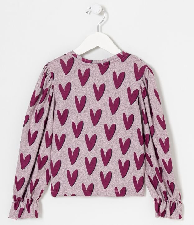Blusa Cropped Infantil con Estampado de Corazones - Talle 5 a 14 años Violeta 2