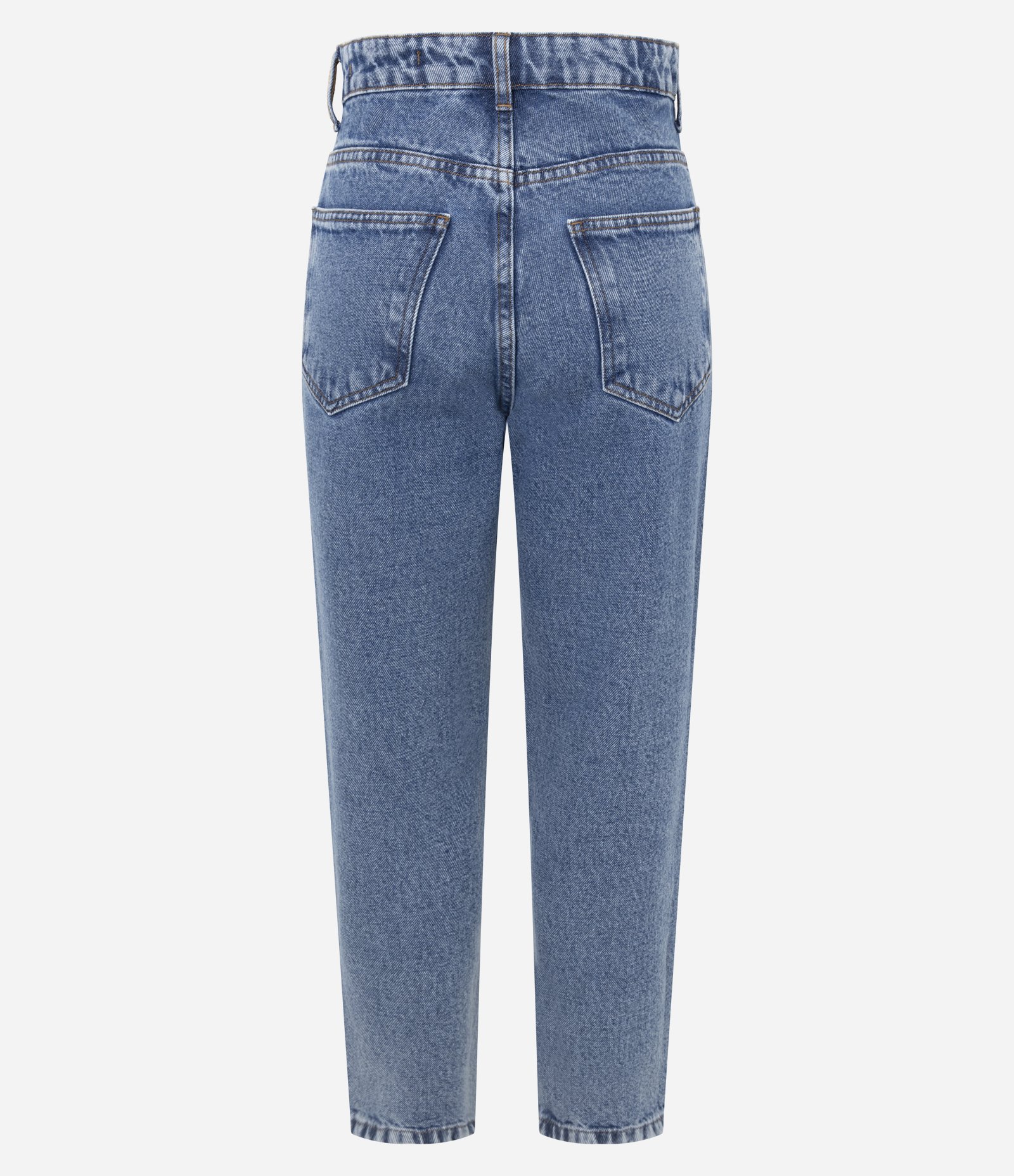 Calça Mom Básica em Jeans com Cintura Alta Azul Médio 6