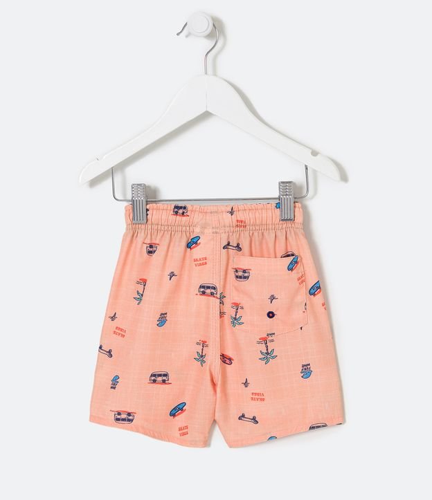 Bermuda de Baño Infantil con Estampado de Iconos Playa - Talle 1 a 5 años Naranja 2