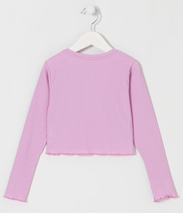 Blusa Cropped Infantil Acanalada con Bordado Stitch - Talle 5 a 14 años Violeta 2