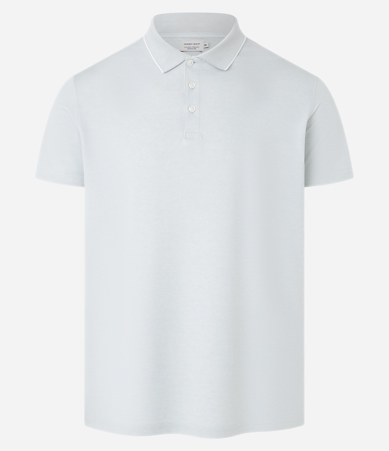 Camisa Polo Regular com Botões na Gola e Manga Curta Cinza Claro 1