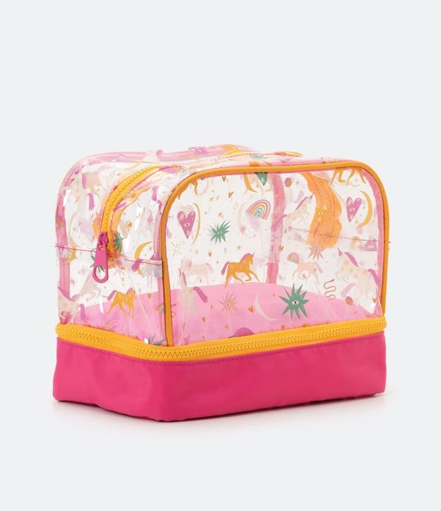Necesaire Brick con Dos Aberturas y Estampado Fantasy Rosado 1