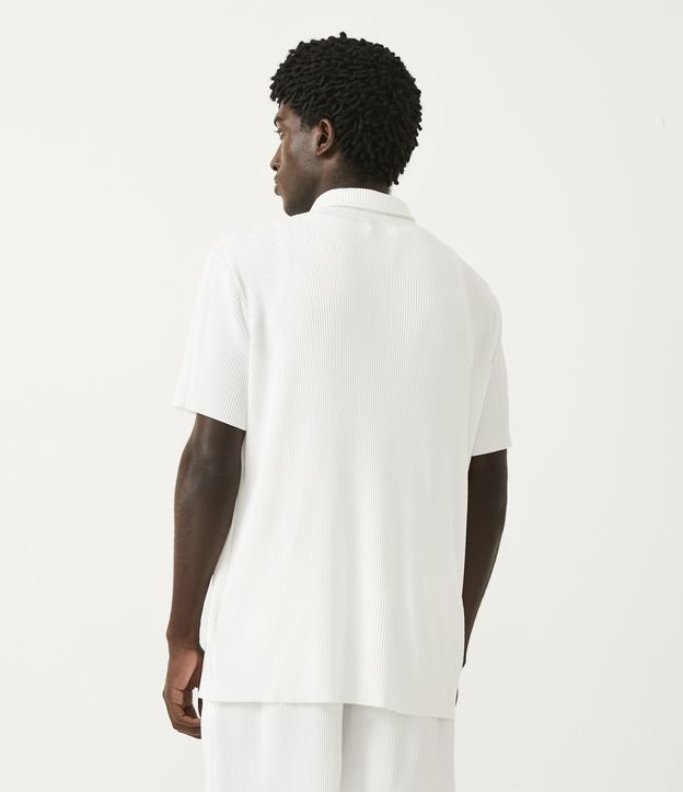 Camisa Slim Manga Corta Acanalada Blanco 4