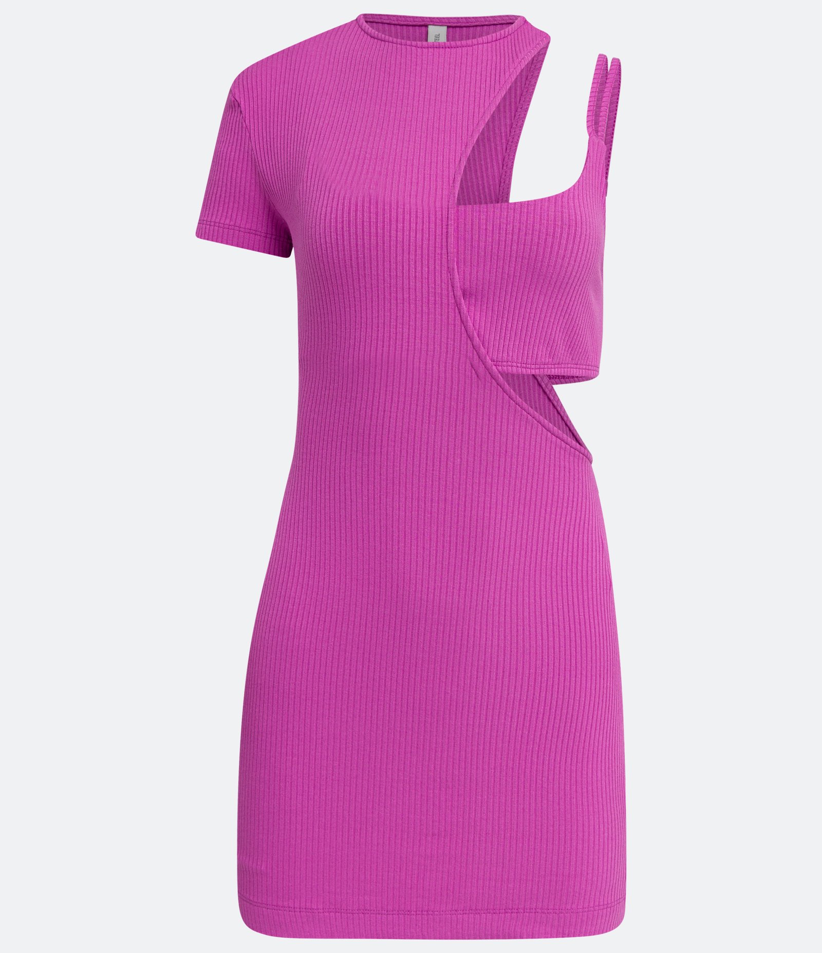 Vestido Curto em Ribana Canelada com Cropped Rosa 5