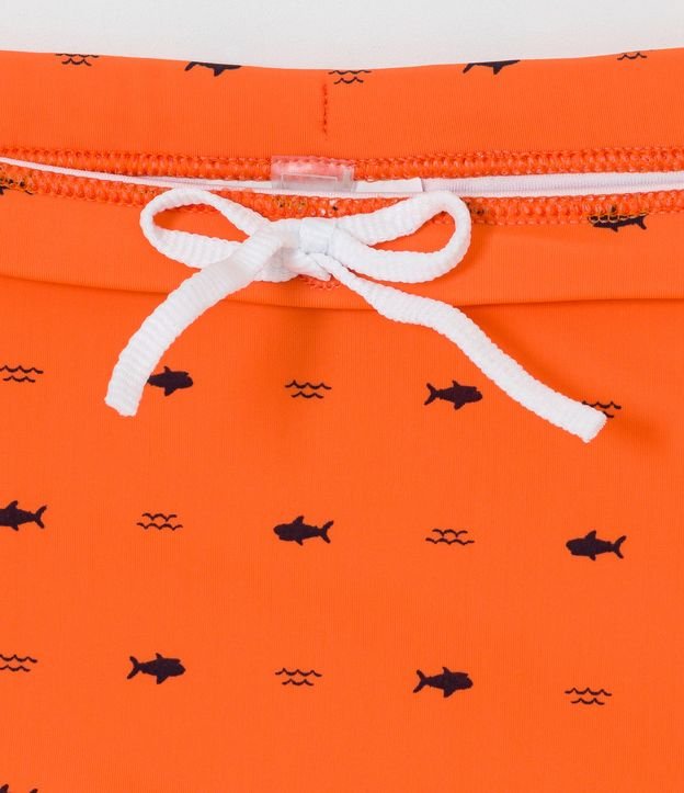 Sunga Boxer Infantil con Estampado de Tiburón - Talle 1 a 8 años Naranja 3