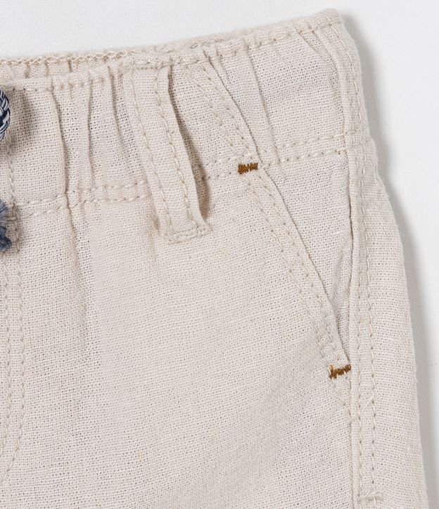 Pantalón Infantil con Bolsillo Fake y Cordón Contrastante - Talle 0 a 18 meses Beige 4