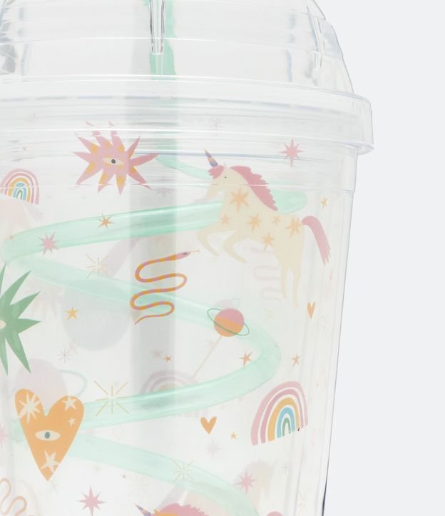 Vaso en Plastico con Pajita y Estampado de Unicornios Capacidade 450ml Verde 2