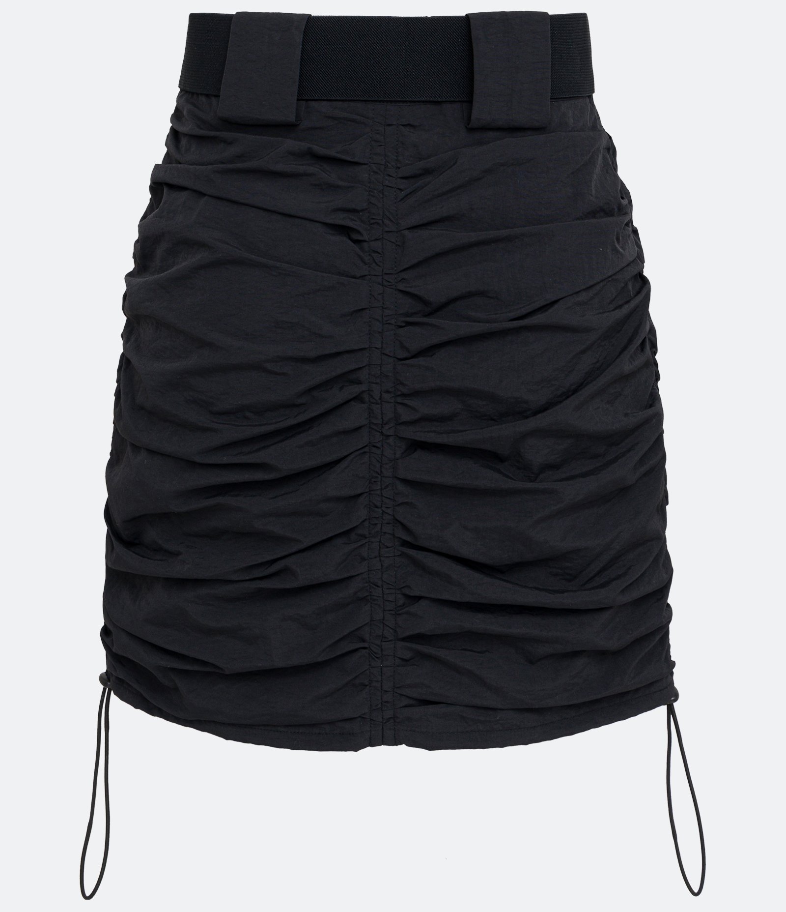 Saia Curta em Poliamida com Cinto de Mochila e Franzidos Preto 7