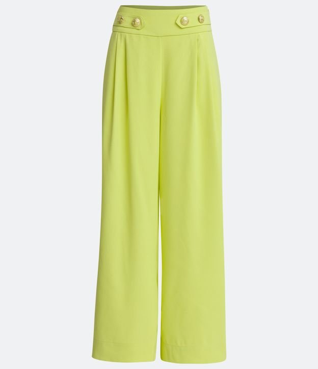 Pantalón Pantalona en Crepé con Botones Diferenciados Verde 6