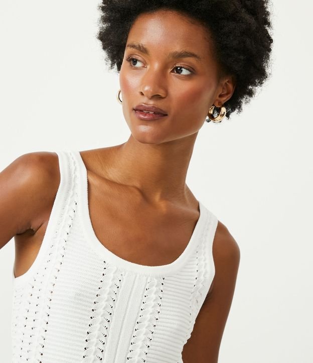 Blusa Musculosa de Punto con Ponto Trabajado Blanco 5