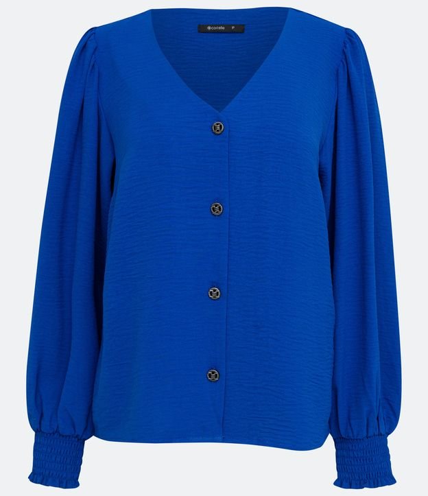 Blusa Manga Larga con Escote V Azul 6