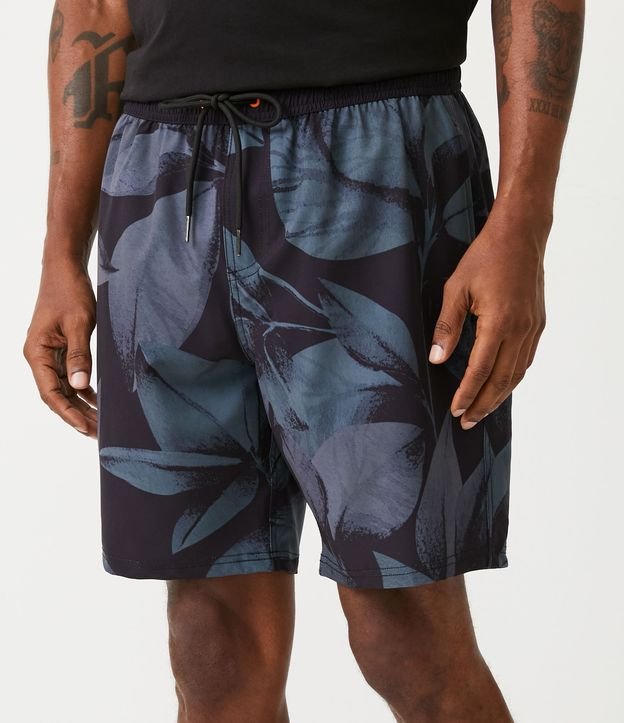 Bermuda de Baño con Estampado Floral y Bolsillos Azul 2
