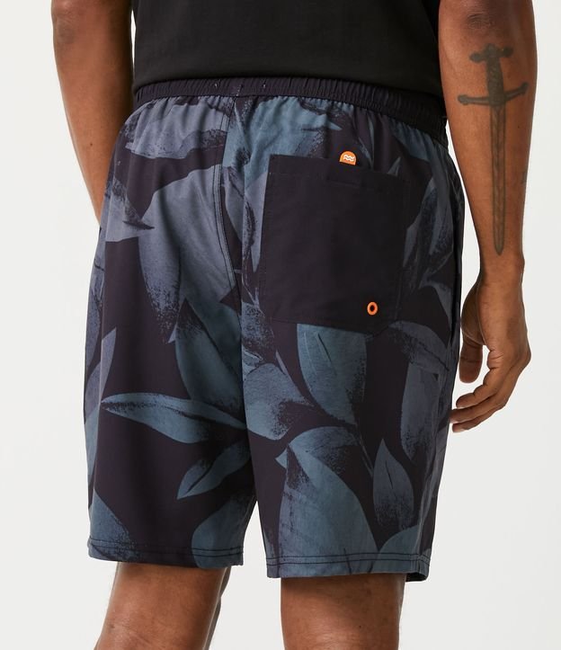 Bermuda de Baño con Estampado Floral y Bolsillos Azul 3