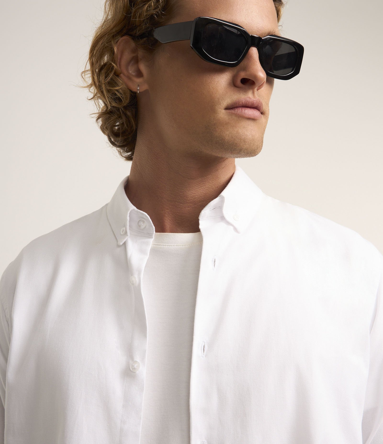 Camisa Regular Básica em Oxford Branco 3