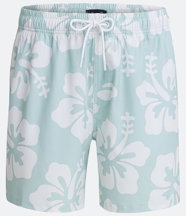Bermuda con Cintura Elástica y Estampado Hawaiano Azul 6