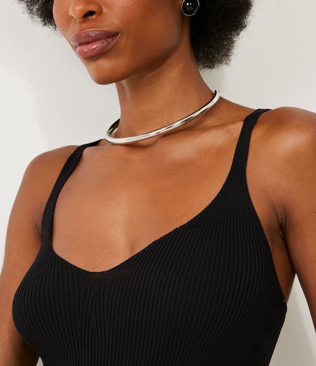 Blusa Musculosa de Punto Acanalado con Escote V 4